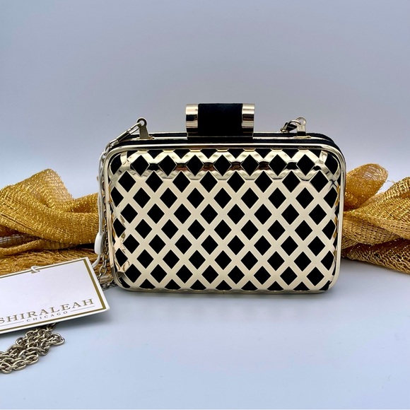 Shiraleah Handbags - SHIRALEAH 🖤 NWT ‘Jean Minaudiere’ Black & Gold Evening Clutch